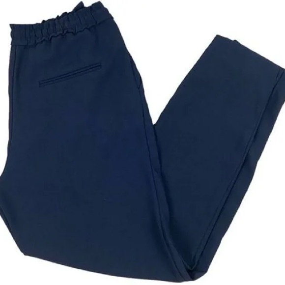 Zara Basic Navy Pull On Drawstring Pant